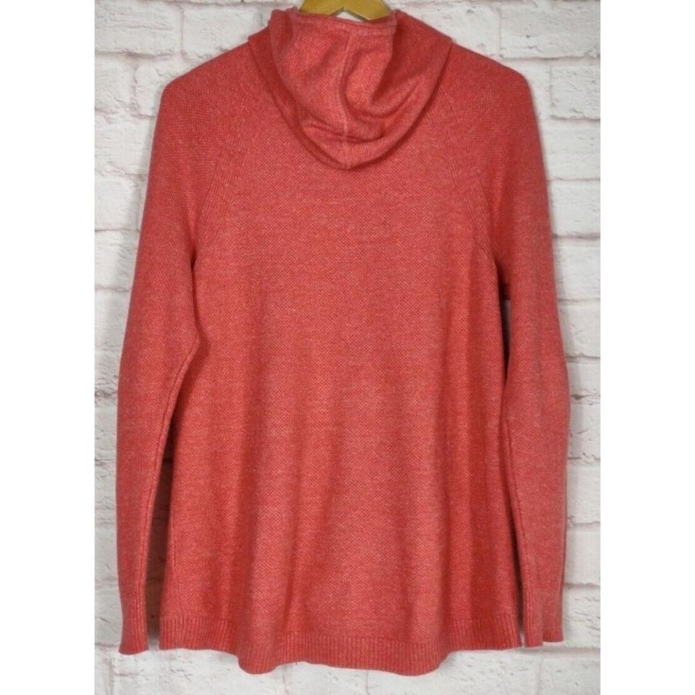 LL Bean Hoodie Sweater Jacket Womens L Tangerine Cotton Knit Long Sleeve Zip Up - Picture 2 of 8